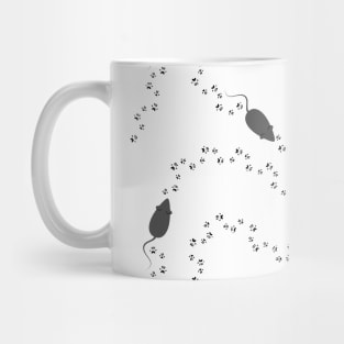 Mice, rats pawprints trail pattern. Mug